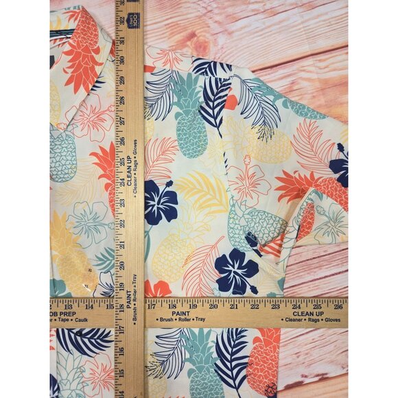 Departwest Performance Mens X-Large Hawaiian Shirt Tropical Pineapple Print - Picture 7 of 7